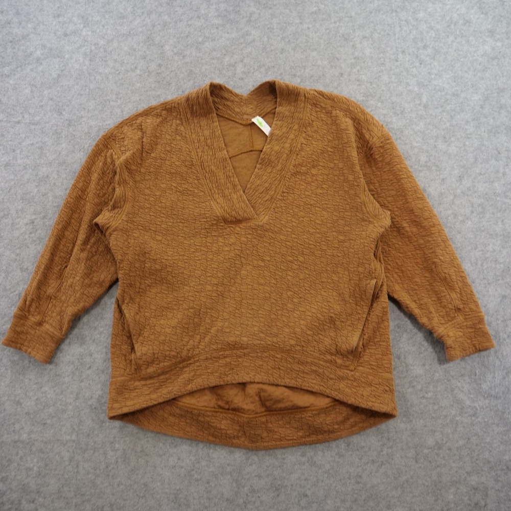 Lululemon Sweatshirt Hoodie Womens 4 Brown V Neck Long Sleeve Pullover Textured